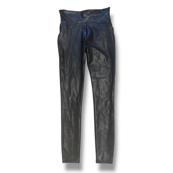 Spanx Black‎ Liquid Faux-Leather Leggings Size M Style 2437 Spanxshape Stretch - Picture 8 of 12